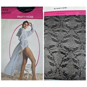 Vintage Panty Hose Lace Sexy Black Nylon Size Petite Small Made In USA 80s NIP